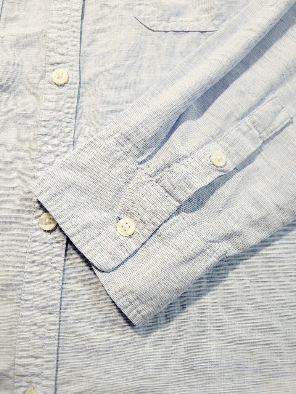 Linen Blend Shirt Women SZ XL Light Blue Button Front Casual Coastal Top Chaps - Picture 11 of 12
